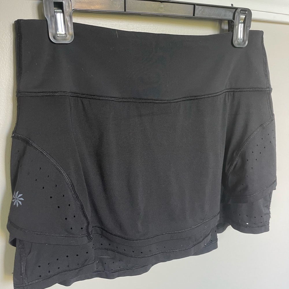 Athleta Sz S Stealth TruCool Skort Laser Cut Athletic Tennis Golf Running Black